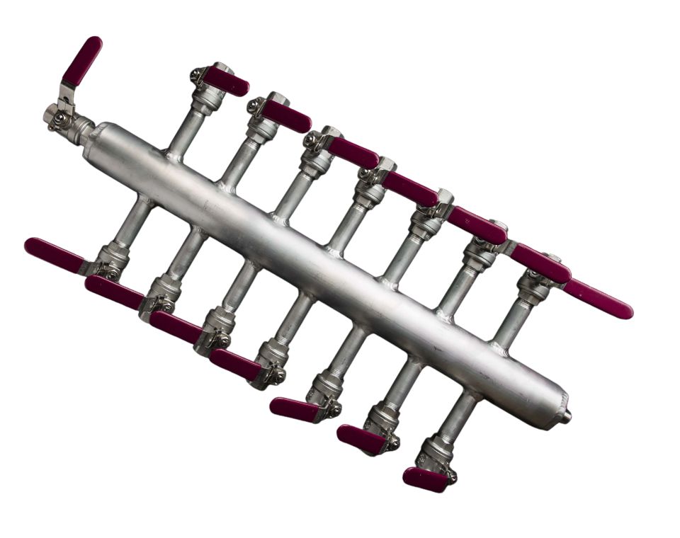 14-Way Air Header — 14-outlet ball valve air header for petrochemical plants and complex process unit air supply systems