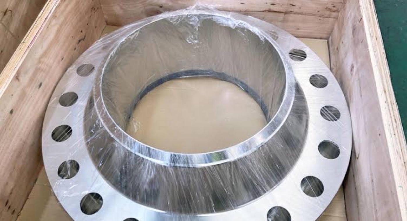 254 SMO super austenitic stainless steel weld neck flanges machined and packed — Tesco Steel & Engineering production