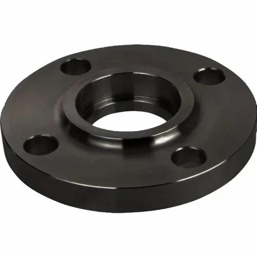 ASTM A105 forged carbon steel socket weld flange with machined socket hub, black coated