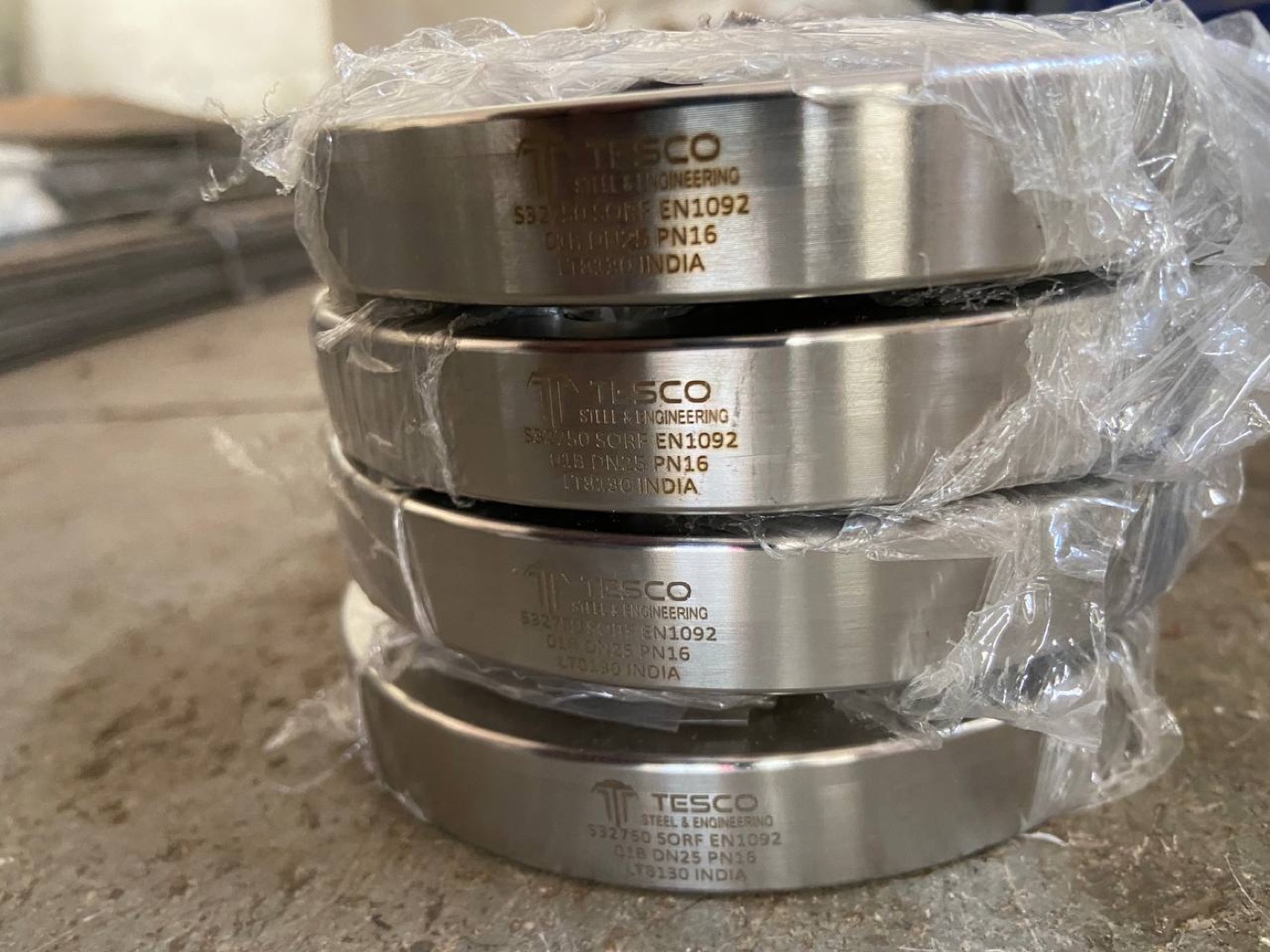 TESCO-marked ASTM A182 F53 super duplex S32750 flanges EN 1092-1 DN25 PN16 from our production