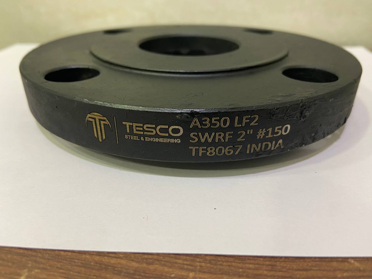 TESCO laser-marked ASTM A350 LF2 socket weld raised face flange 2 inch Class 150 low temperature carbon steel
