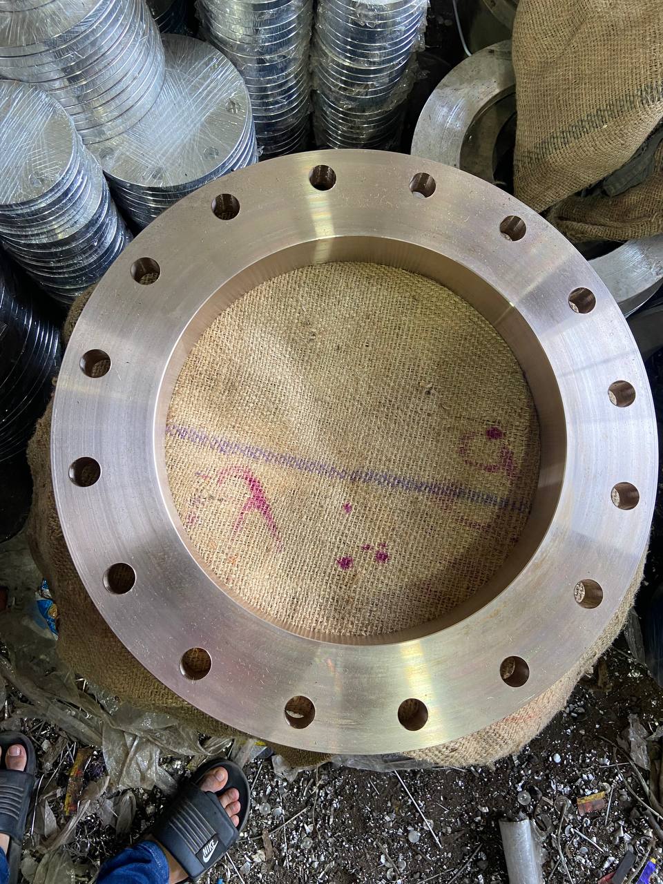 Large diameter Cupro Nickel 70/30 blind flange with precision-machined raised face and bolt holes finished product