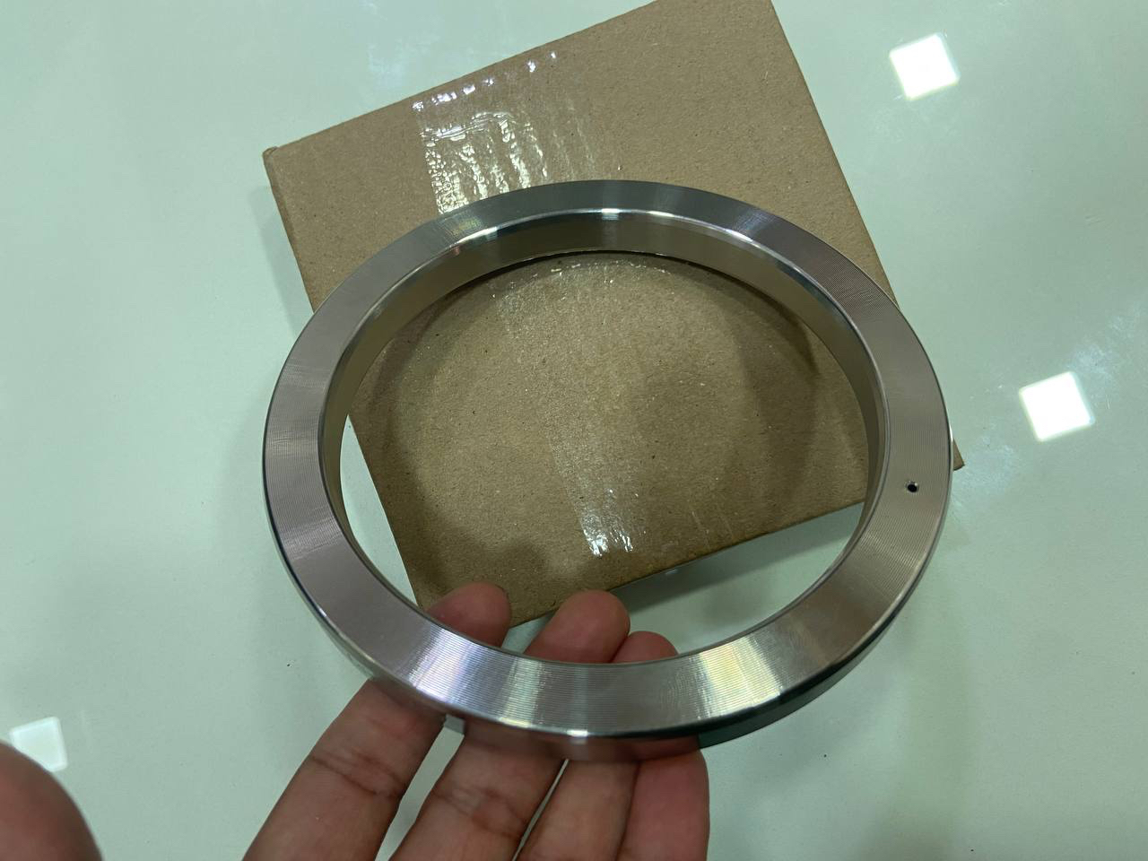 RTJ groove cladding on a machined flange face — corrosion resistant weld overlay sealing surface