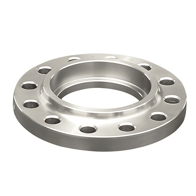 Socket weld flat face flange in stainless steel with machined socket hub