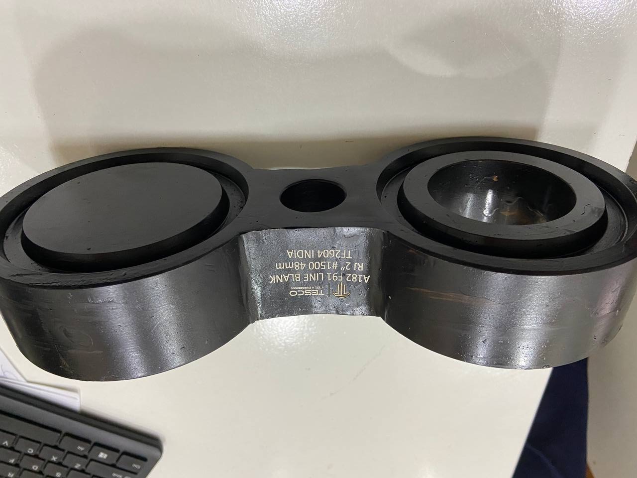 Tesco ASTM A182 F91 line blank spectacle blind, RJ 2 inch 1500# 48mm thick, laser-marked, made in India