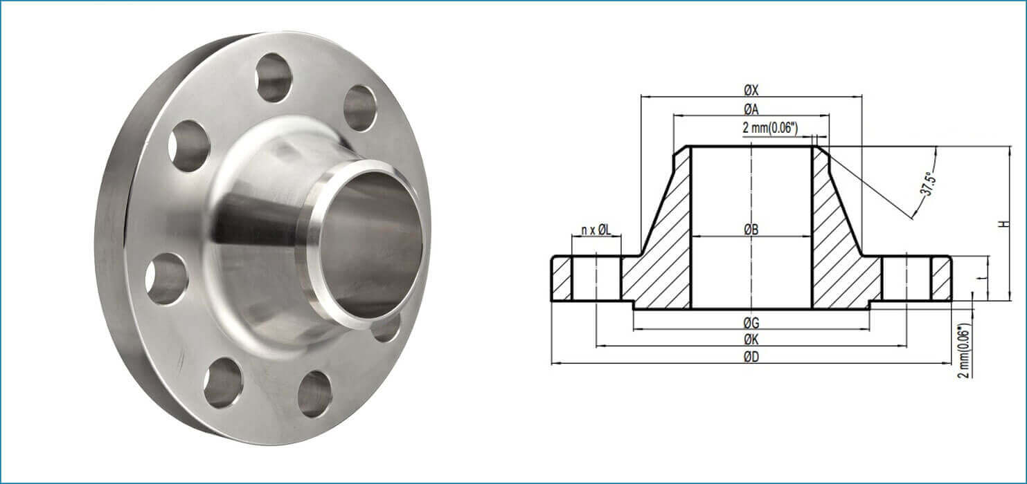 weld neck flange dimensions pdf asme b16.5 b16.47 series A series B